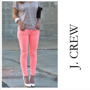 J Crew Toothpink Ankle Jeans in Bright Coral